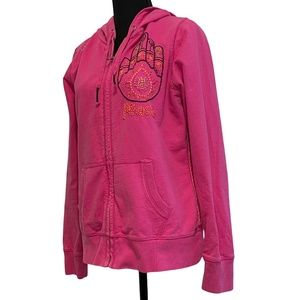 LUCKY BRAND Women's Pink Embroidered Hoodie Size Large